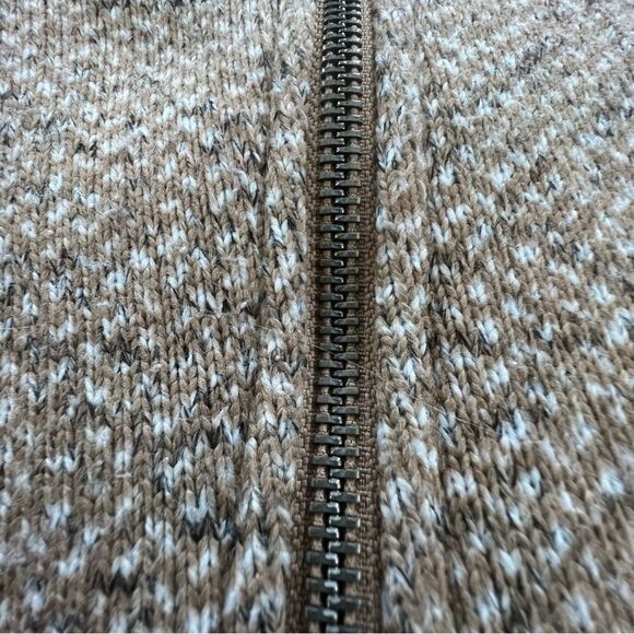 Lands End Motto Knit Fleece Oatmeal Tweed Asymmetrical Zip Jacket Blazer Coat - Picture 8 of 16